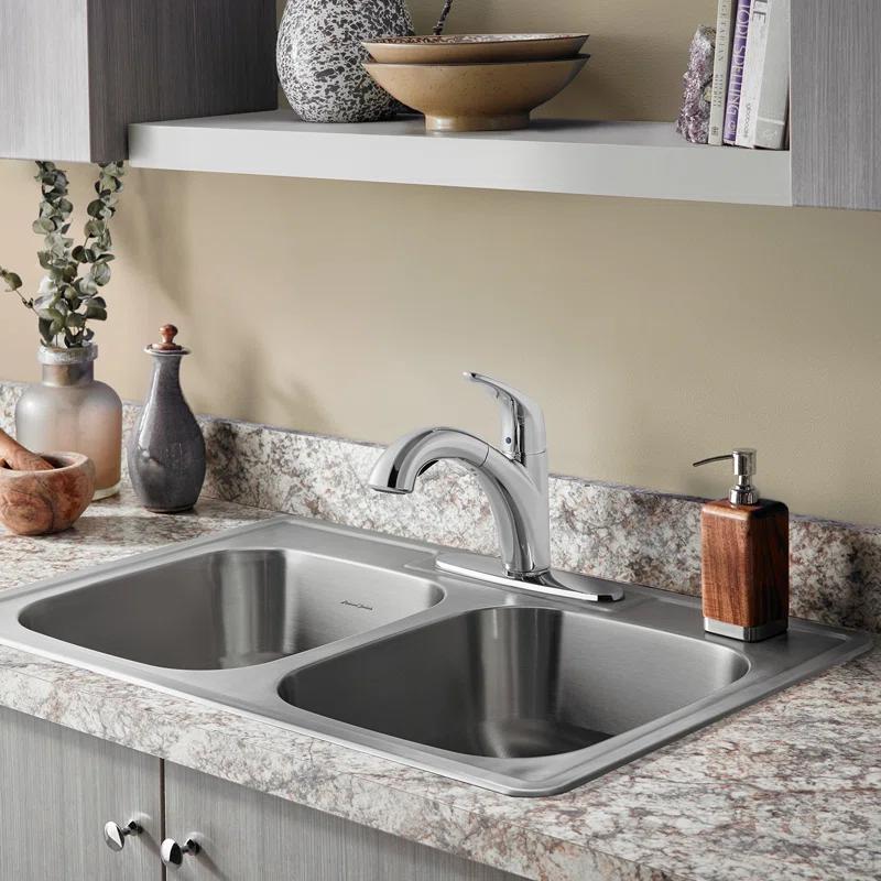 Colony 33'' L Drop-In Double Bowl Stainless Steel Kitchen Sink