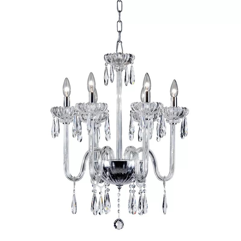 Mini Villa Chrome 6-Light Candle-Inspired Plug-in Chandelier