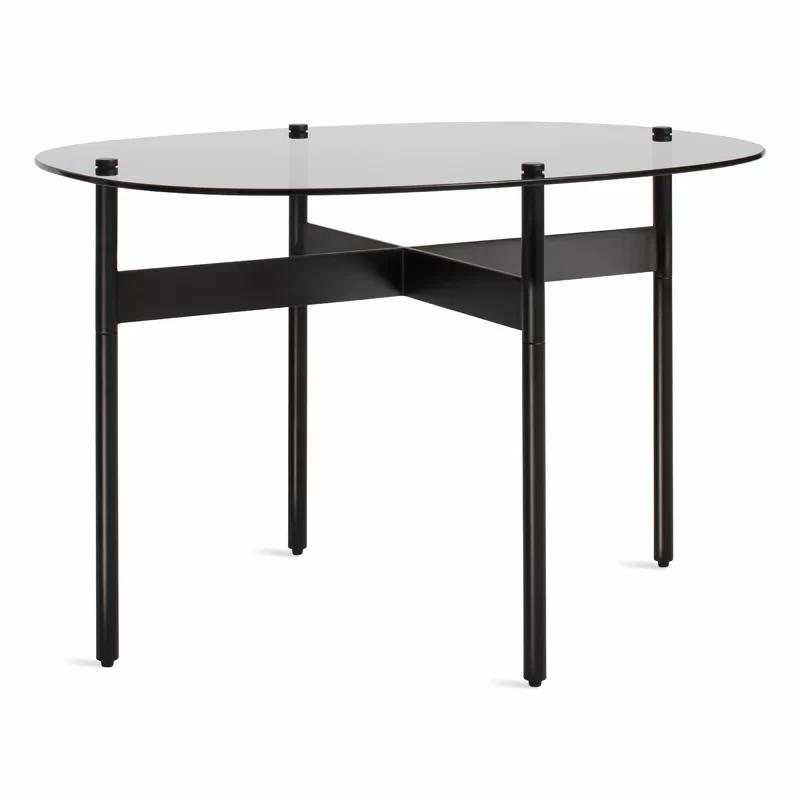 Round Smoked Top & Black Metal Base Flume Side Table