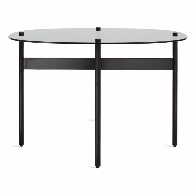 Round Smoked Top & Black Metal Base Flume Side Table