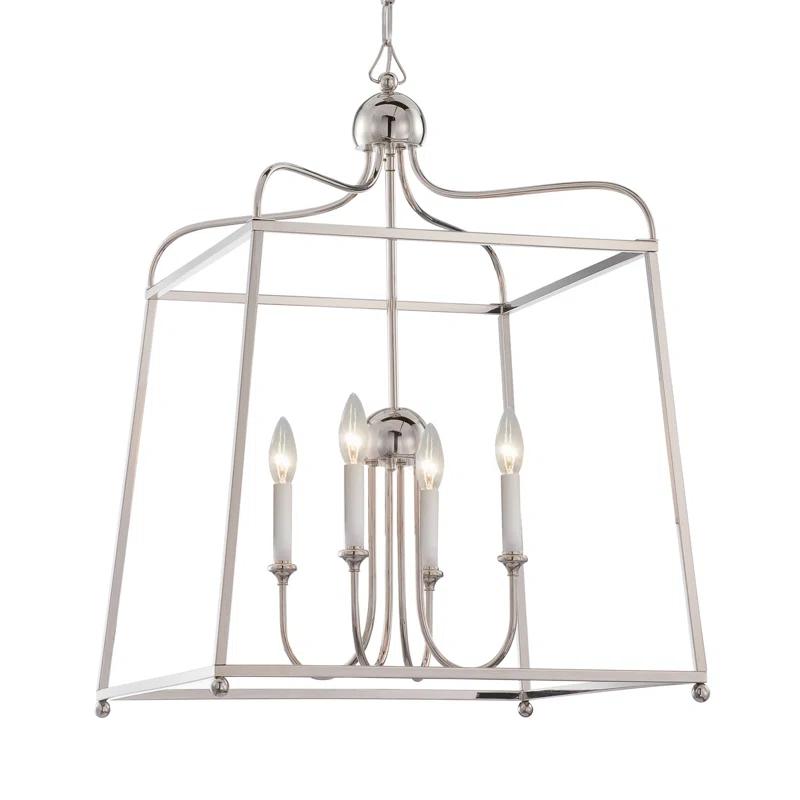 Four Light Chandelier With Linen Fabric Shades In Traditional Style 21.5 Inches Wide By 29.75 Inches High     -Traditional Installation Crystorama