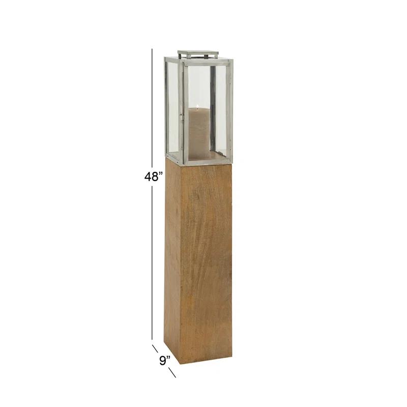 Loon Peak® Mango Wood Handmade Decorative Indoor Outdoor Brown Candle Lantern