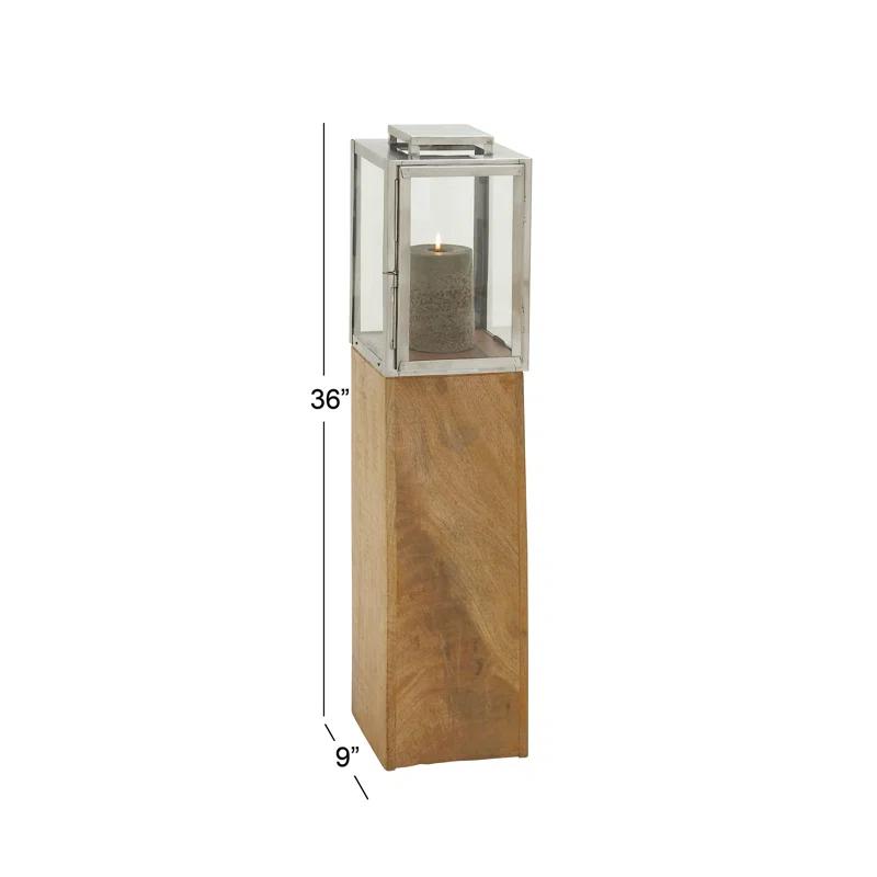 Mango Wood Handmade Decorative Indoor Outdoor Brown Candle Lantern