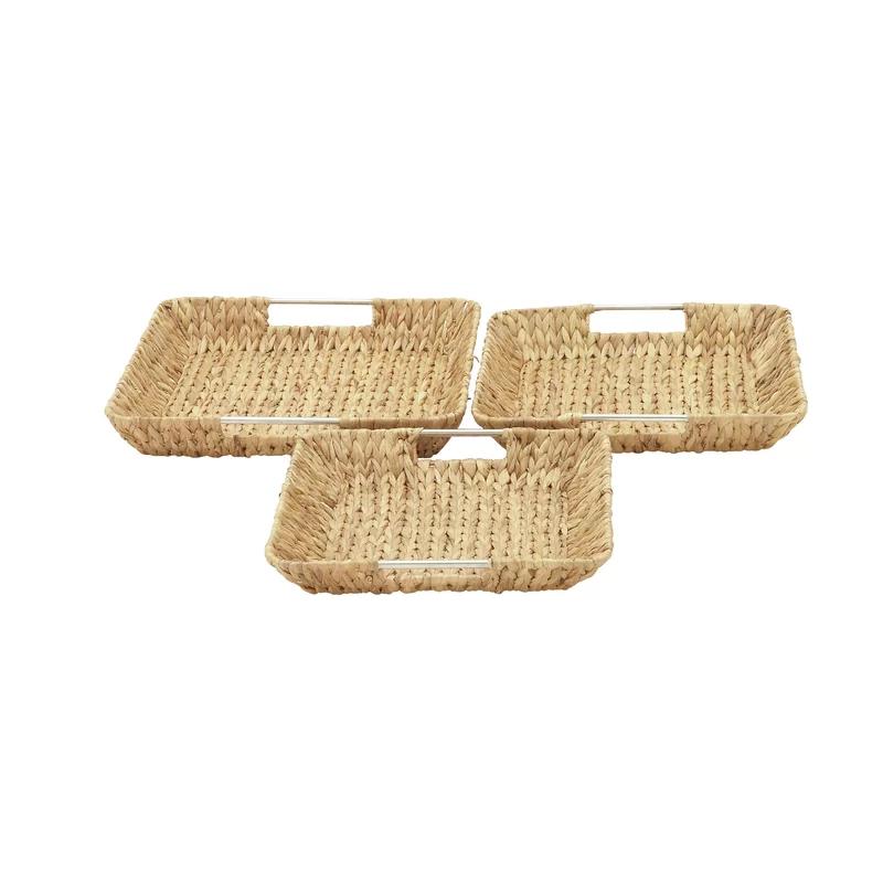 Contemporary Seagrass Rectangular Storage Tray Set of 3