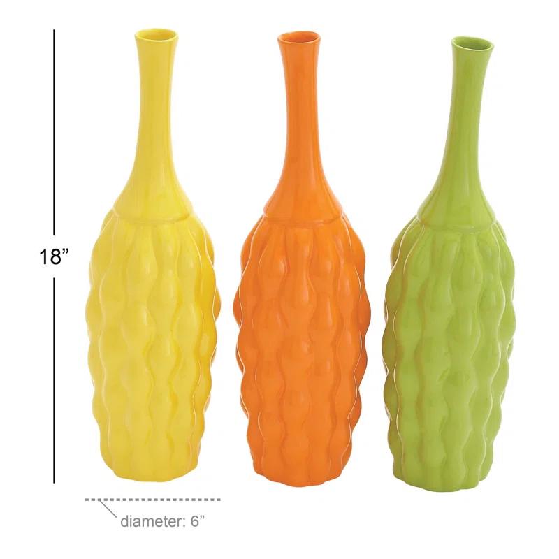 Ceramic Multi Colored Decorative Vase Set (Set of 3)