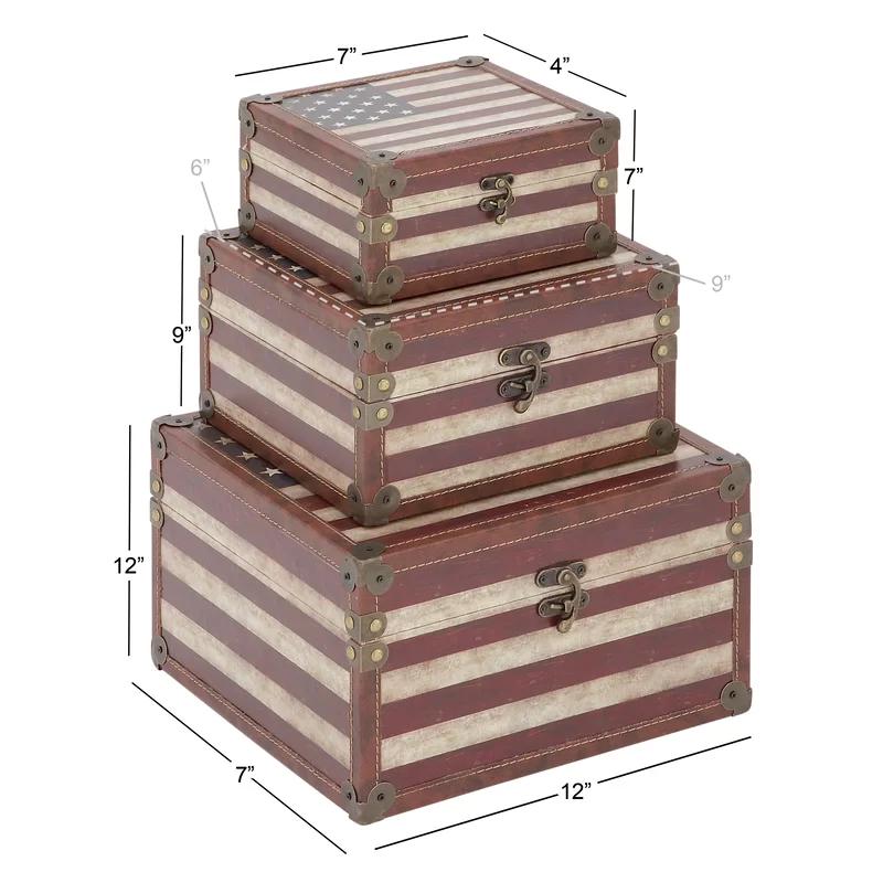 Elite Craftsman 12" Wooden and Canvas Decorative Box Set