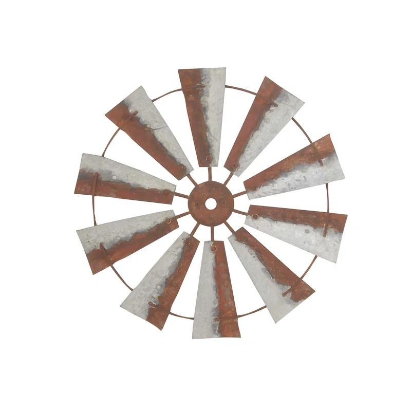 Millwood Pines Metal Indoor Outdoor Windmill Brown Wall Decor