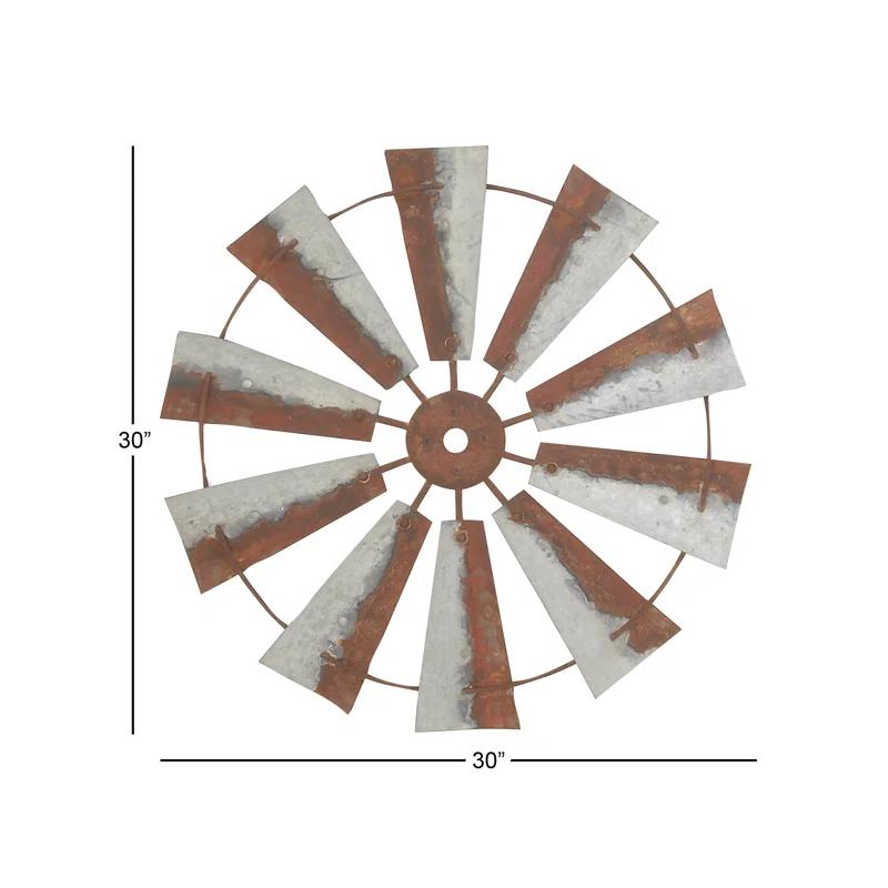 Millwood Pines Metal Indoor Outdoor Windmill Brown Wall Decor