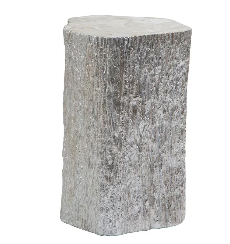 Silver Leaf Fossilized Clam Shell Accent Table with Storage
