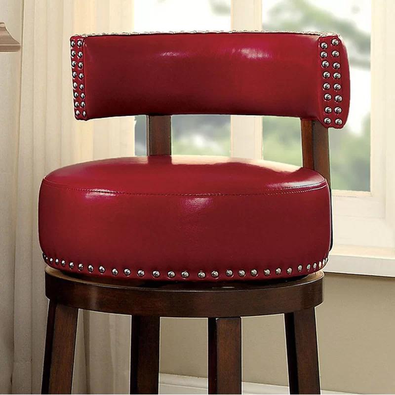 Transitional Shirley Red Leather 24" Swivel Bar Stool
