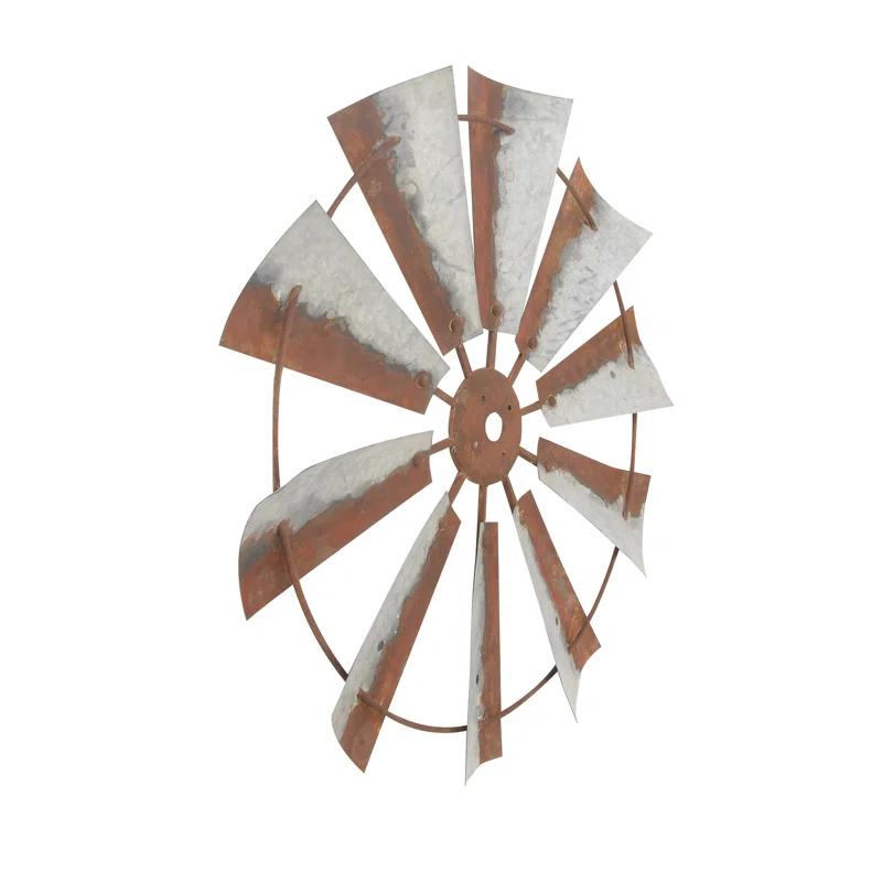 Millwood Pines Metal Indoor Outdoor Windmill Brown Wall Decor