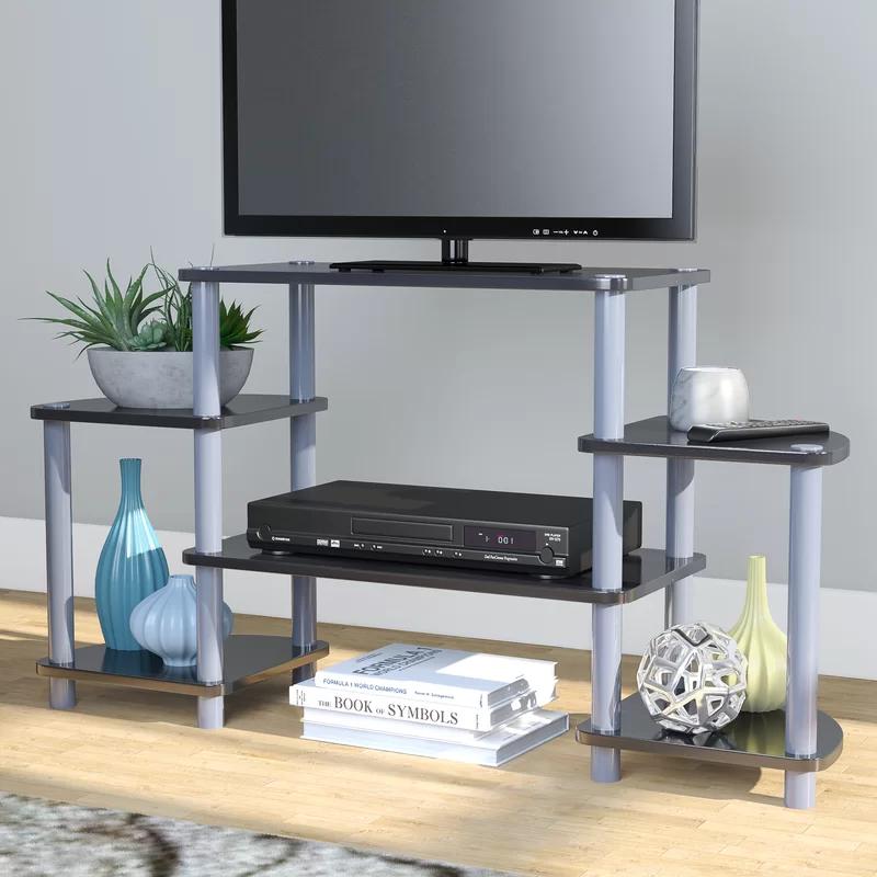 Orbit Black and Silver Neo-Space-Age 3-Tier TV Stand