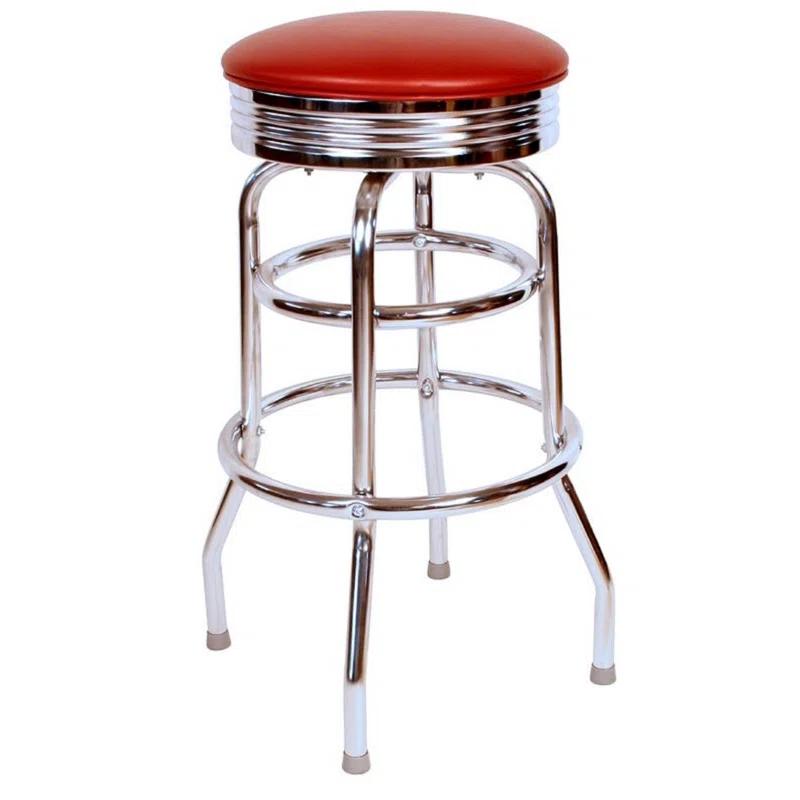 Richardson Seating Retro Home Double Ring Chrome Pan Swivel 30" Bar Stool