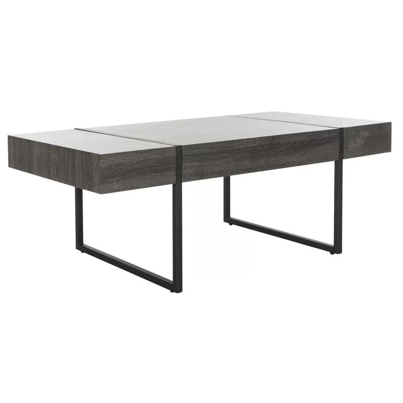 Tristan 43'' Black Wood and Metal Transitional Coffee Table