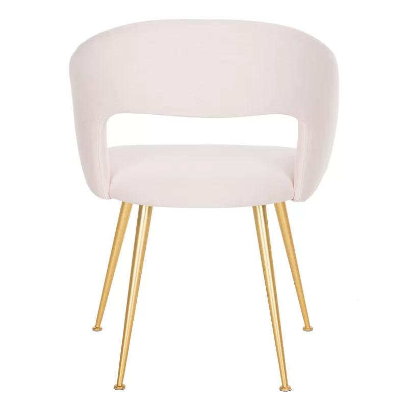 Ethereal Light Pink Linen & Wood Upholstered Arm Chair