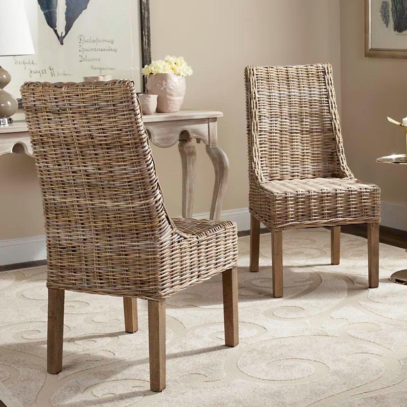 Transitional Suncoast 20" Natural Rattan Arm Chair, Brown