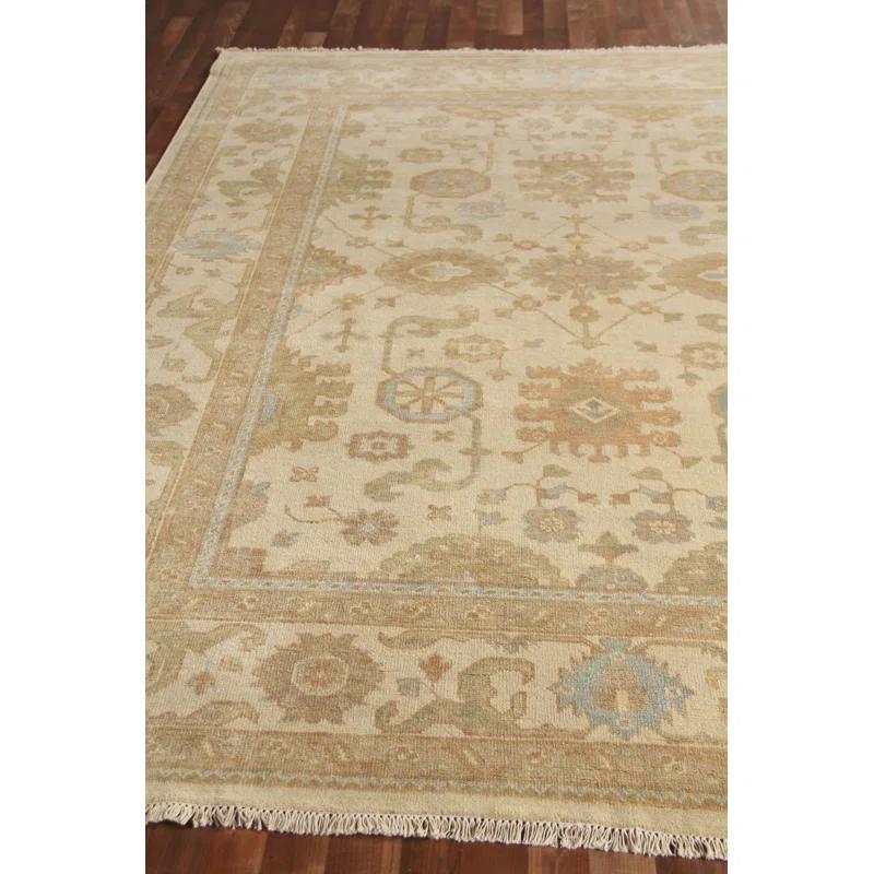 Antique Weave Oushak Oriental Hand-Knotted Wool Brown/Ivory Area Rug