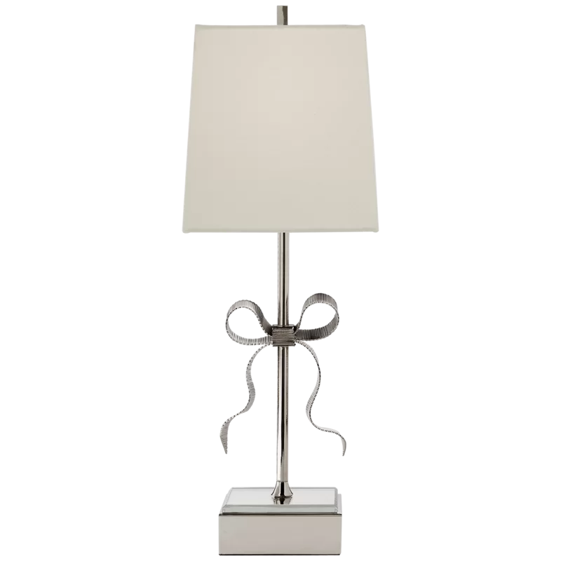 Ellery Polished Nickel Outdoor Table Lamp with Cream Shade
