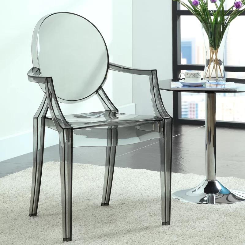 Ethereal Smoke Slim-Design Dining Armchair in Polycarbonate