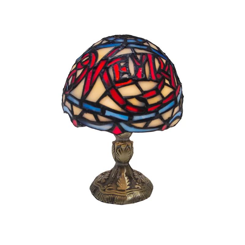 Meyda Miniature Stained Glass Blue Tiffany Table Lamp