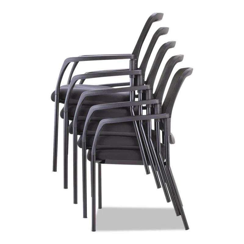 Modern Mesh Guest Stacking Chair with Black Metal Frame