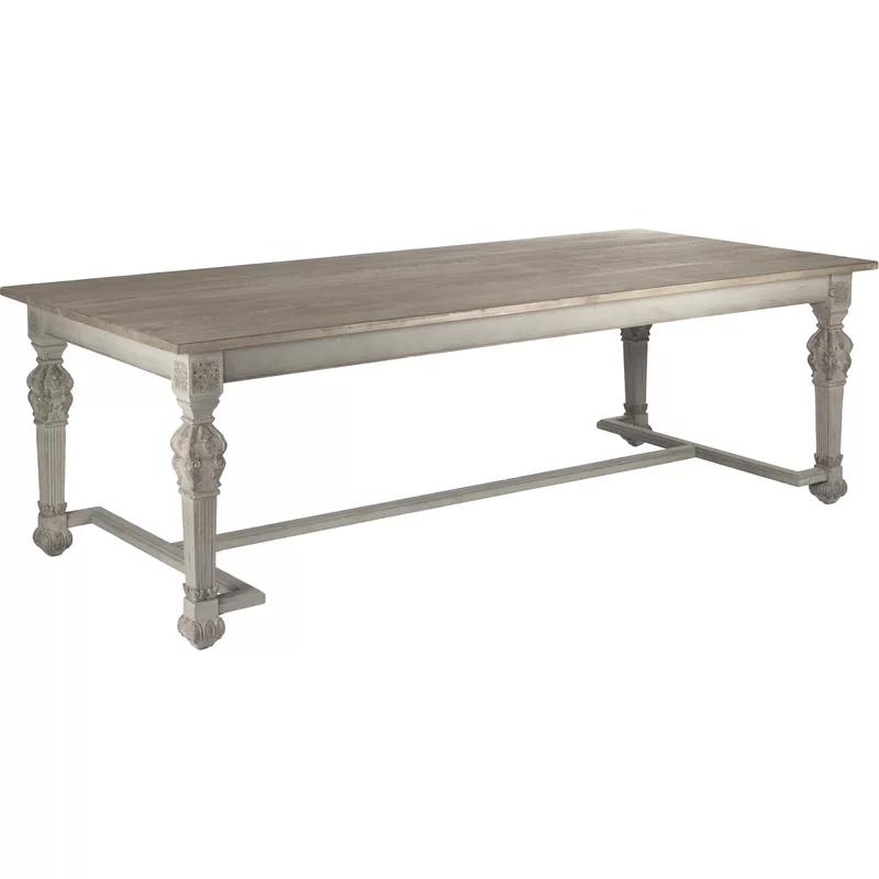Cottage Charm Extendable Dining Table in Distressed Grey and Natural Wood