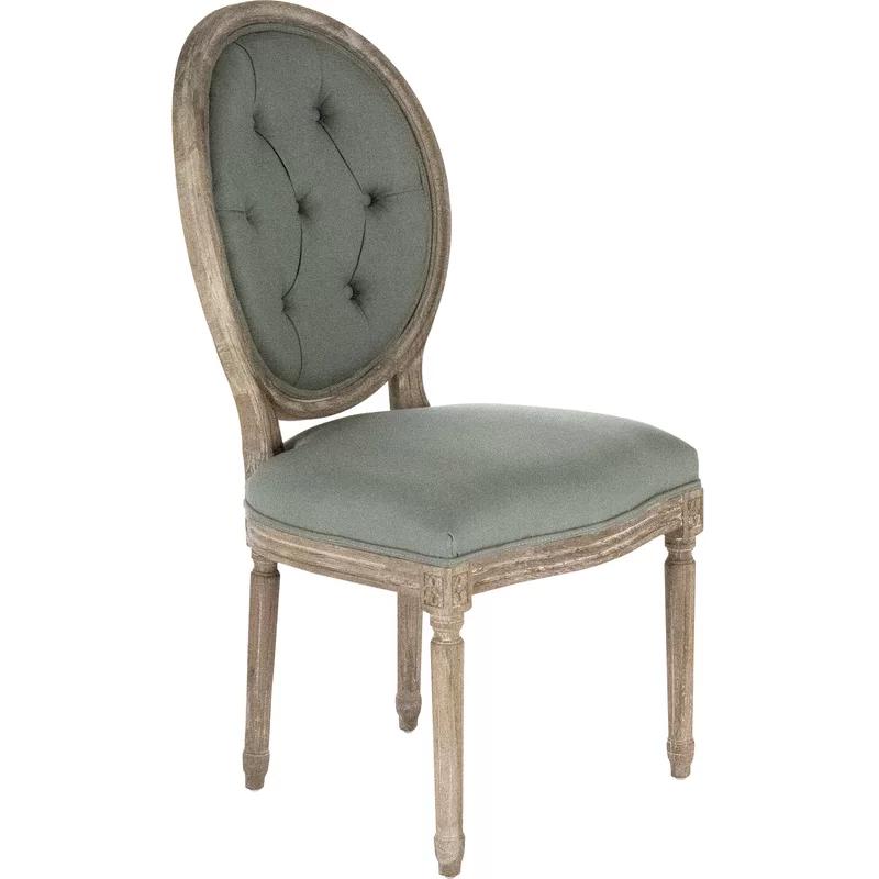 Asta Sea Foam Green Linen and Gray Wood Side Chair