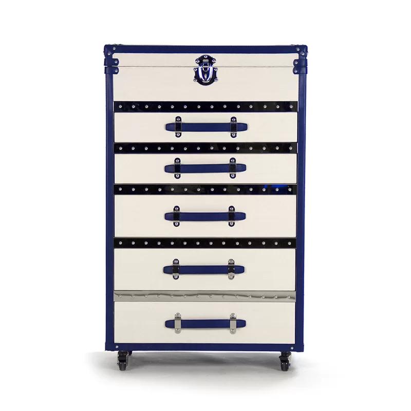 Adalyn Glam White Ash Wood Accent Chest with Silver Hardware