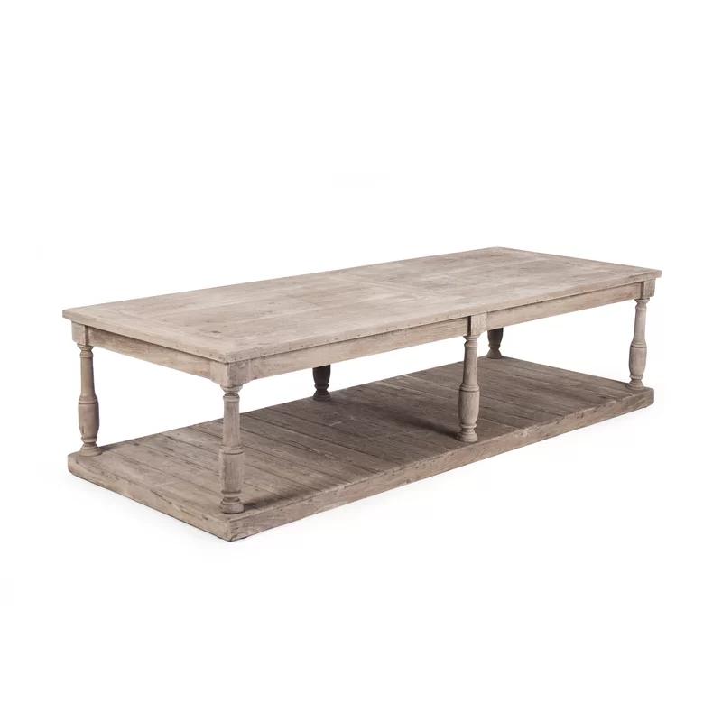 Weathered Elm Rectangular Coffee Table with Shelf