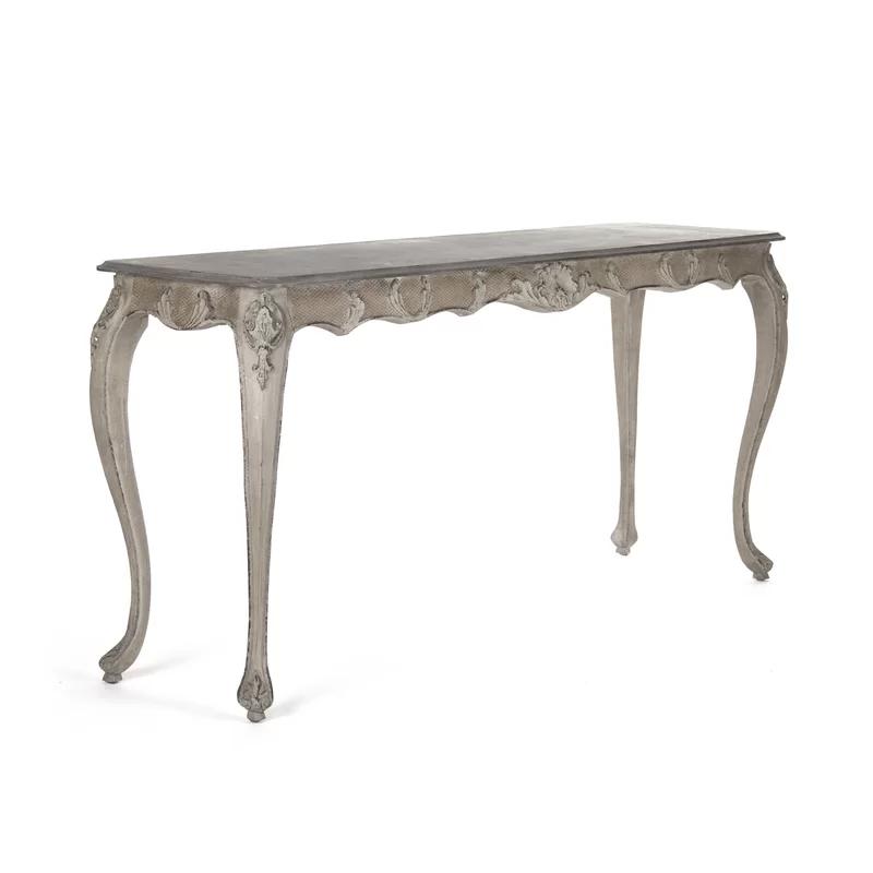 Gerome Distressed Taupe and Gunsmoke Grey 71'' Vintage Console Table