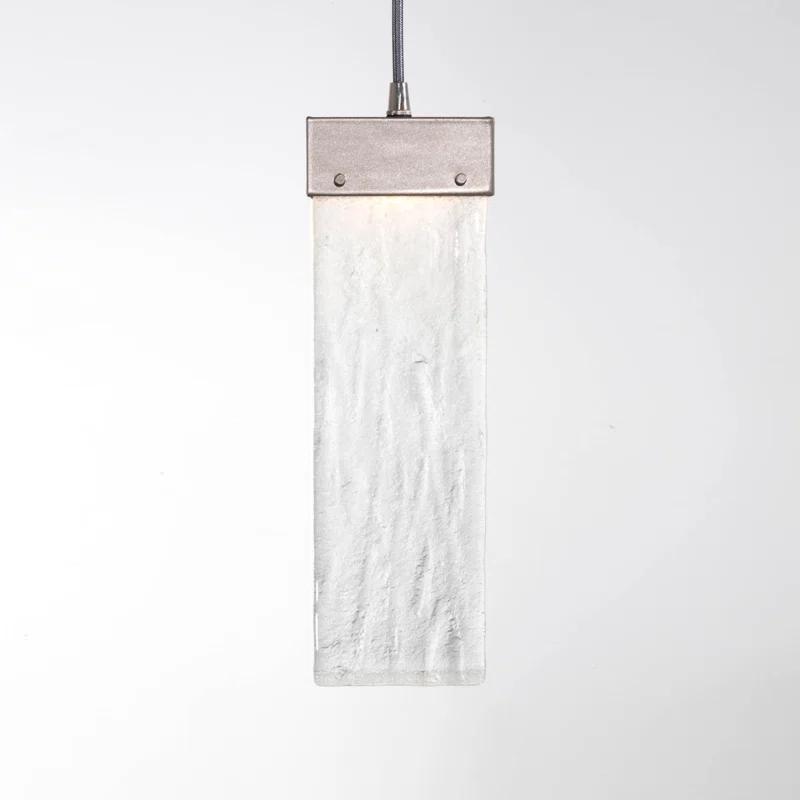 Mini Drum LED Pendant Light in Metallic Beige Silver with Bronze Granite Glass