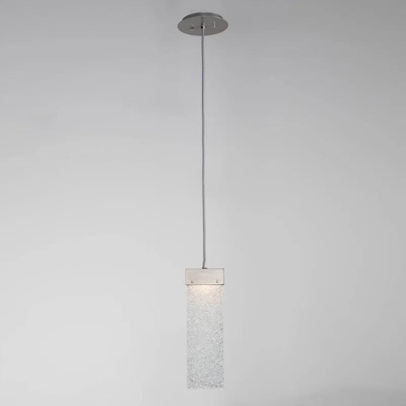 Mini Drum LED Pendant Light in Metallic Beige Silver with Bronze Granite Glass