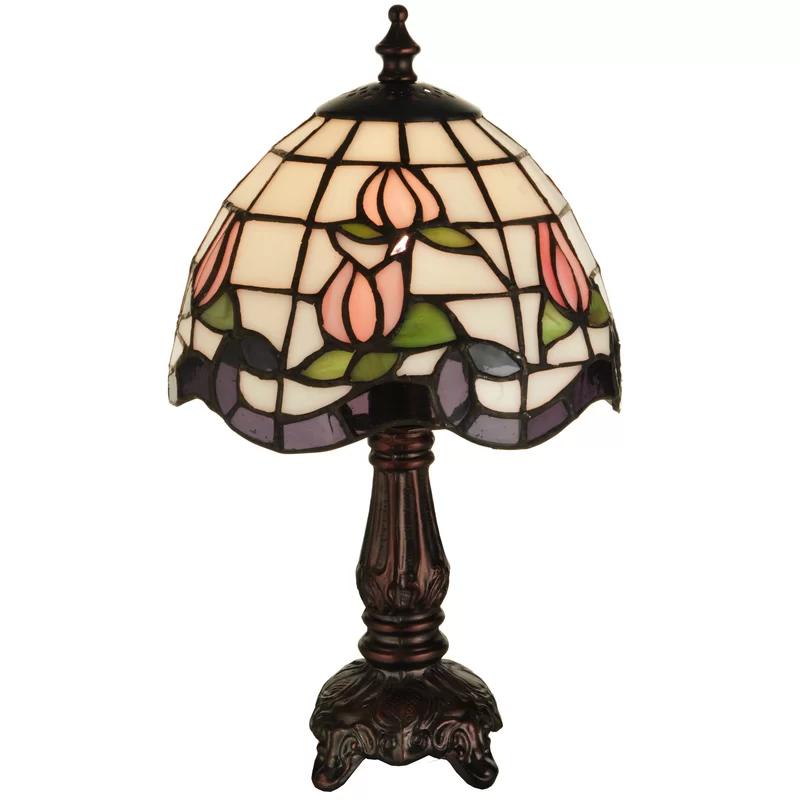 Meyda 12" Roseborder Buffet Table Lamp with Stained Glass