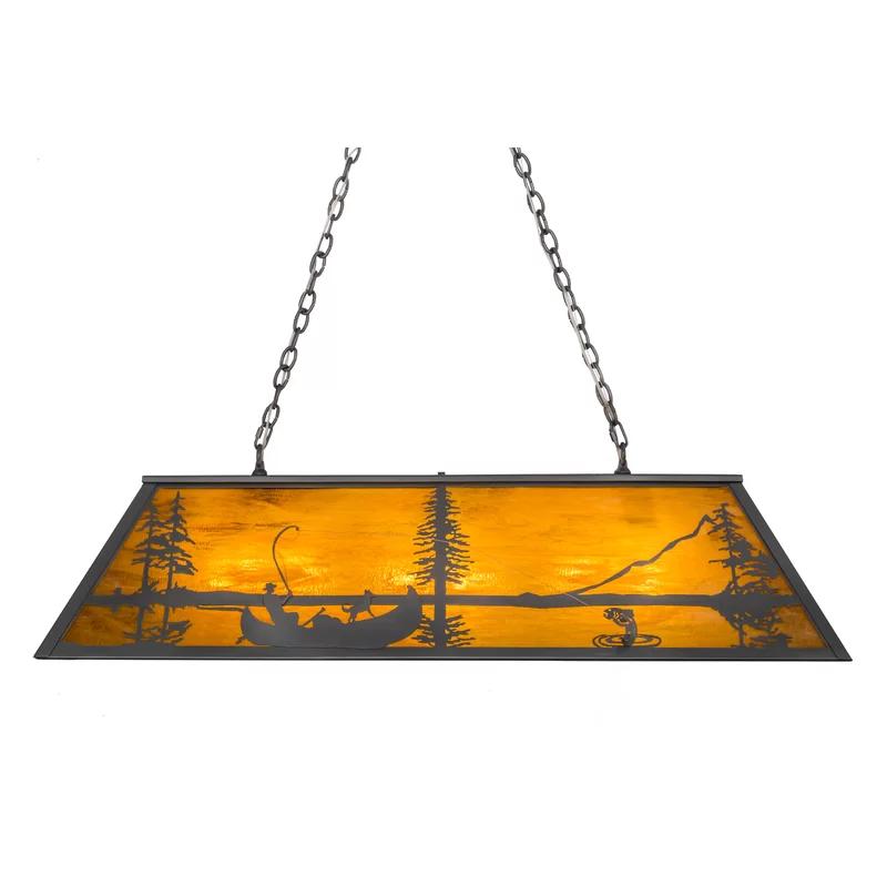 Rustic Amber Glass Fisherman Island Pendant Light