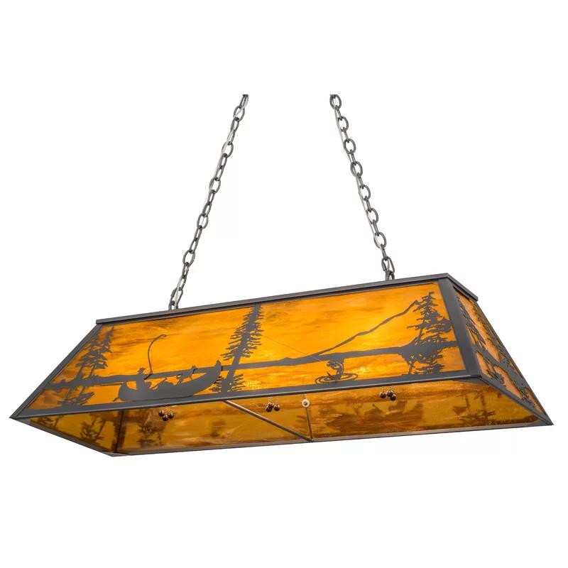 Rustic Amber Glass Fisherman Island Pendant Light