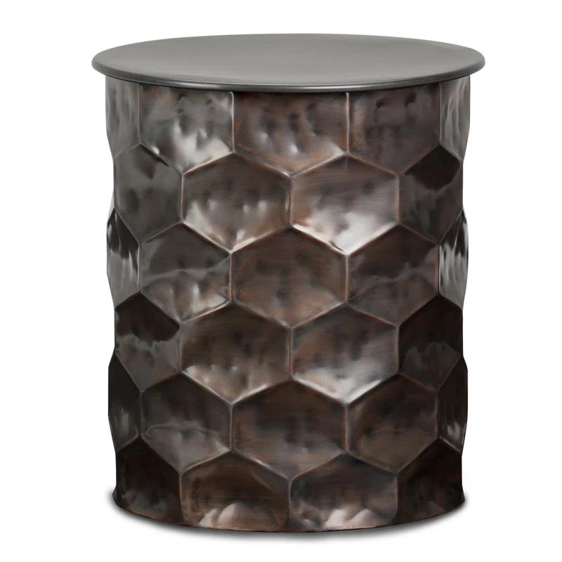 Simpli Home Whitney 17"W Metal Industrial End Table with Storage and Honeycomb Design, Assembled