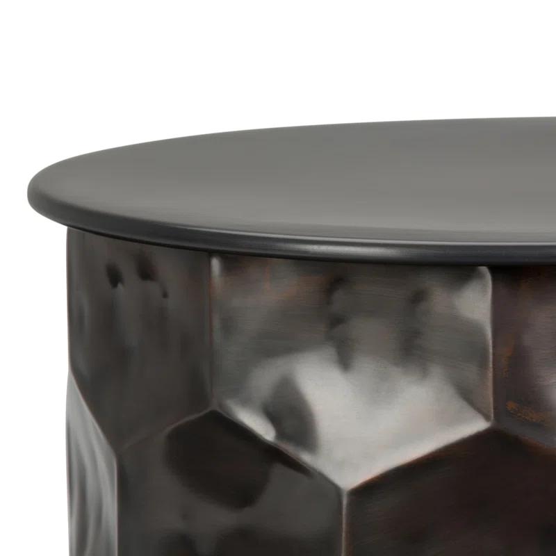 Simpli Home Whitney 17"W Metal Industrial End Table with Storage and Honeycomb Design, Assembled