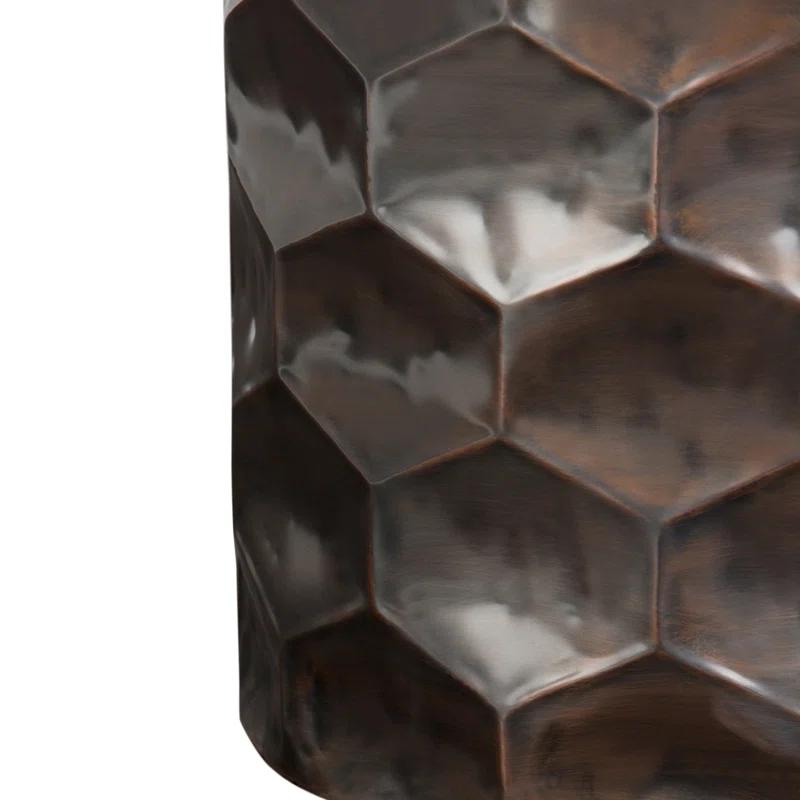 Simpli Home Whitney 17"W Metal Industrial End Table with Storage and Honeycomb Design, Assembled