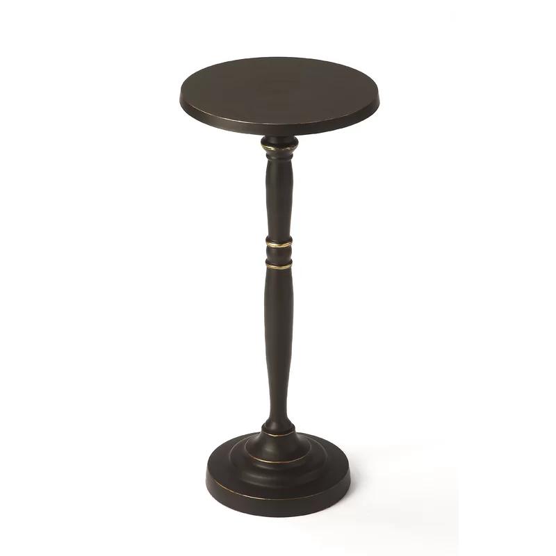 Langford Round Black and Gold Metal Side Table