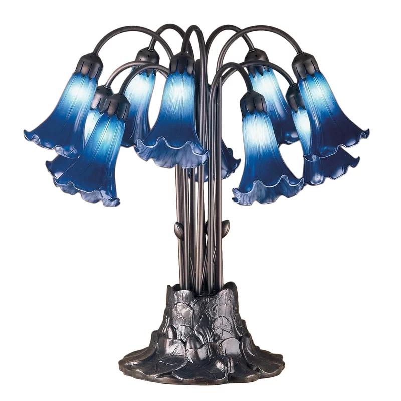 Indigo Blue Pond Lily 10-Light Victorian Table Lamp