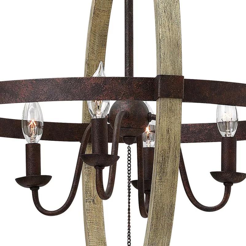 Middlefield Rustic-Chic 4-Light Iron Rust & Weathered Ash Chandelier