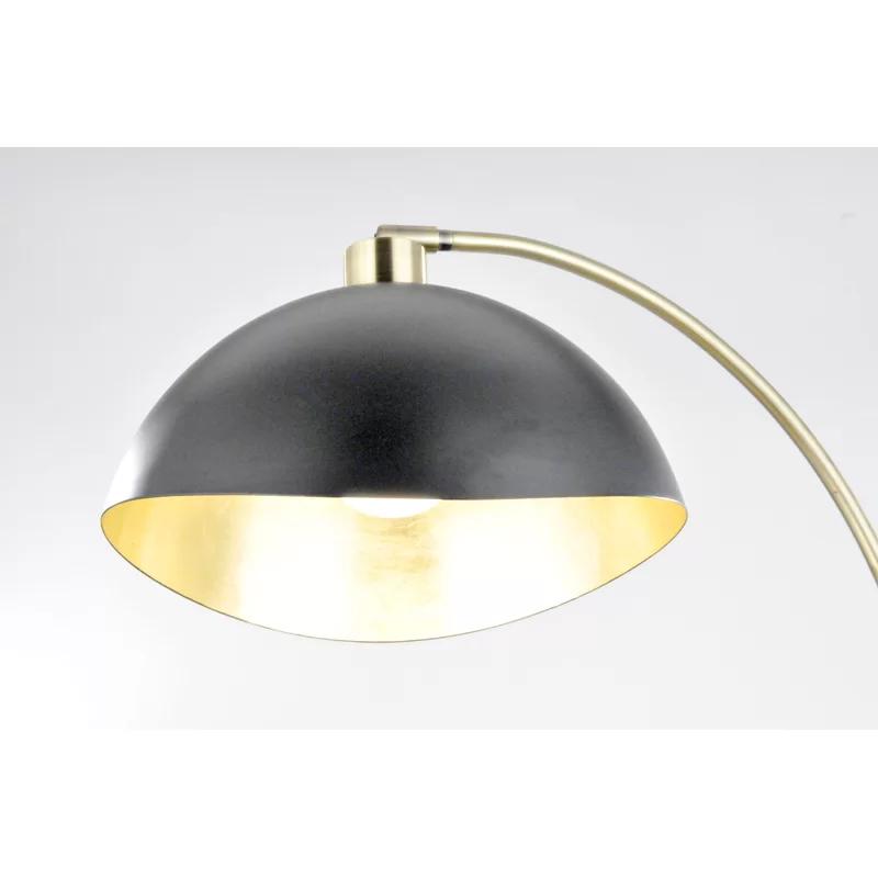 Luna Bella Weathered Brass Arc Desk Lamp with Matte Black Steel