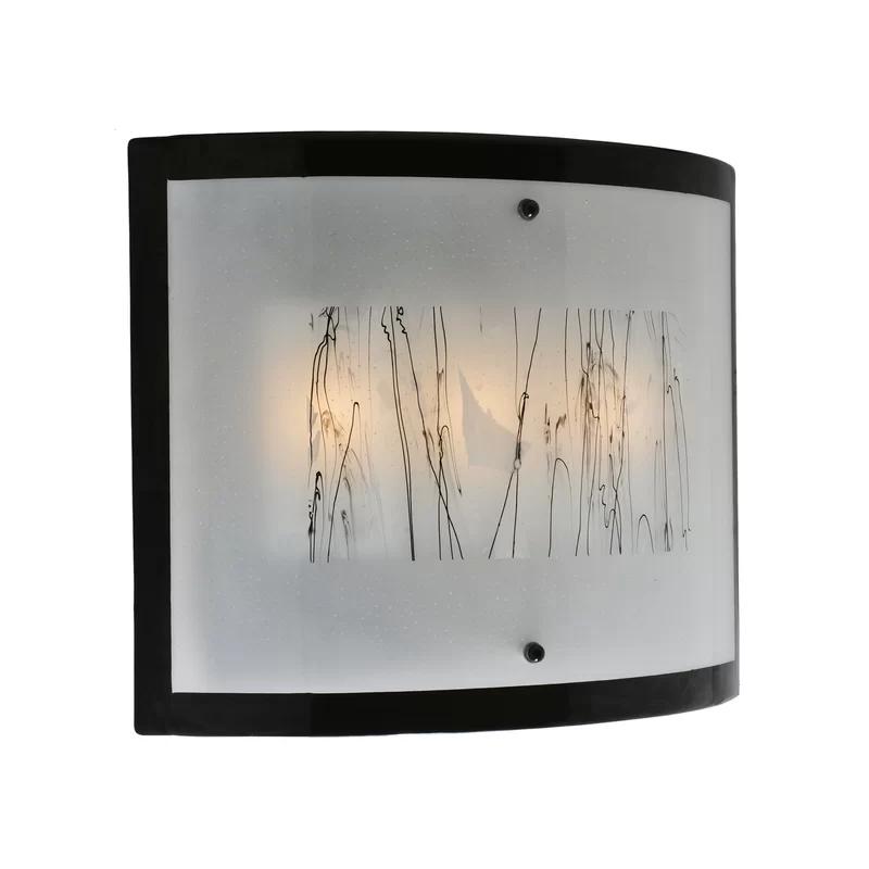 Winter White and Black Twig 3-Light Fused Glass Sconce