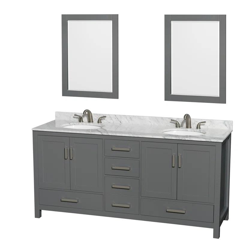 Wyndham Collection Sheffield 79" Freestanding Double Vanity Base Only