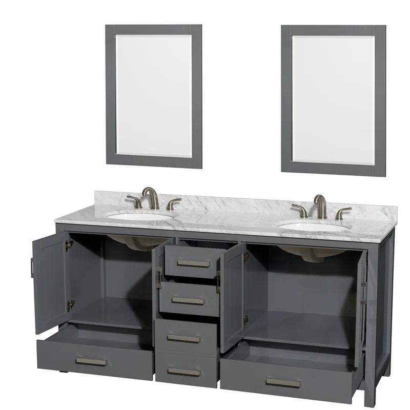 Wyndham Collection Sheffield 79" Freestanding Double Vanity Base Only