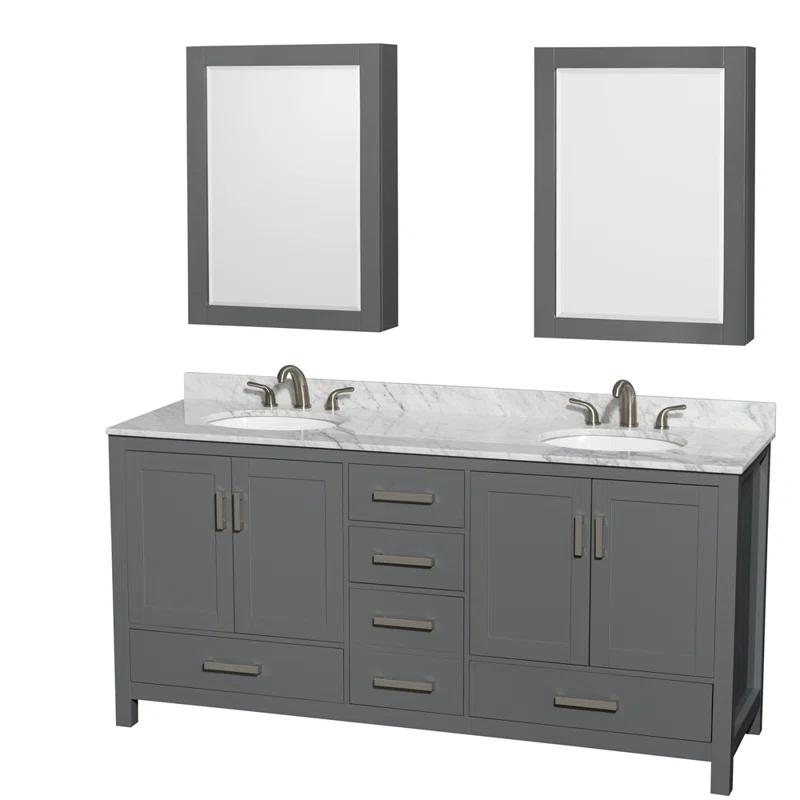 Wyndham Collection Sheffield 79" Freestanding Double Vanity Base Only