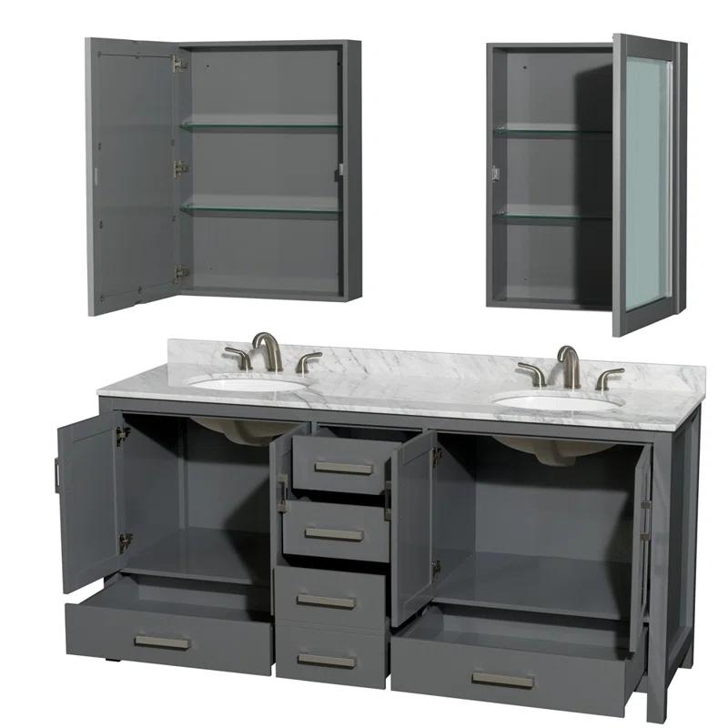 Wyndham Collection Sheffield 79" Freestanding Double Vanity Base Only