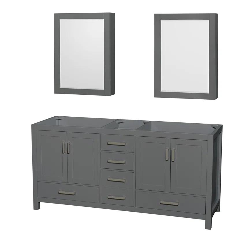 Wyndham Collection Sheffield 79" Freestanding Double Vanity Base Only