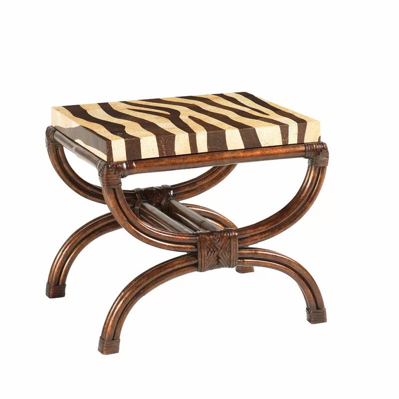 Transitional Zebra Coco Shell 23'' Brown Rectangular End Table