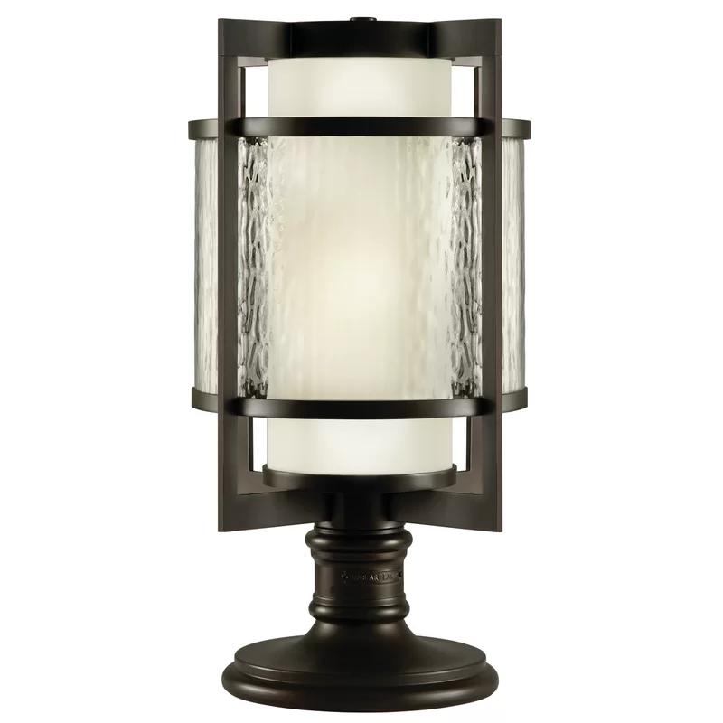 Singapore Moderne 24" Dark Bronze Adjustable Outdoor Pier Light with Off-White Glass